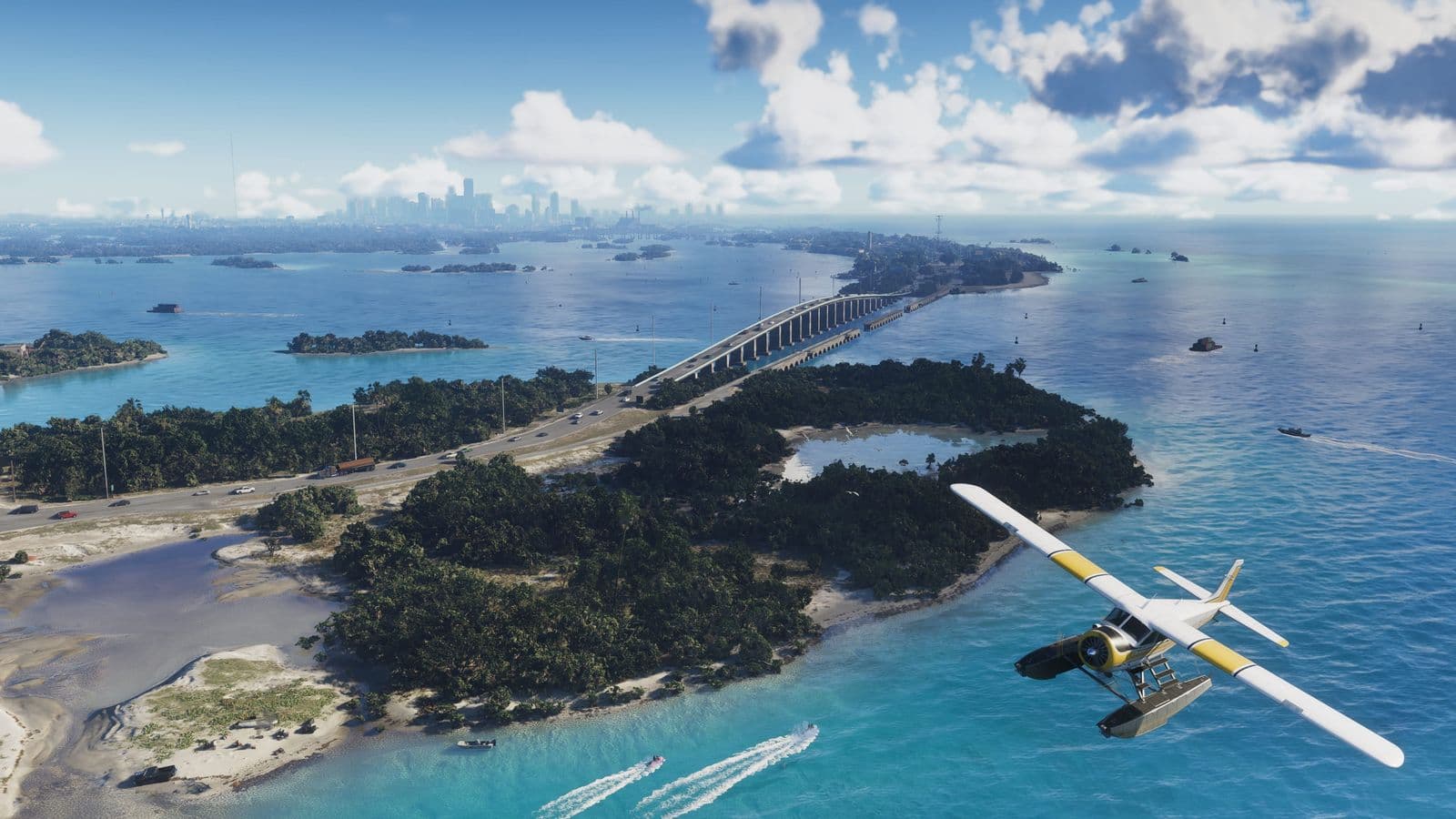 Aerial view over the Leonida Keys