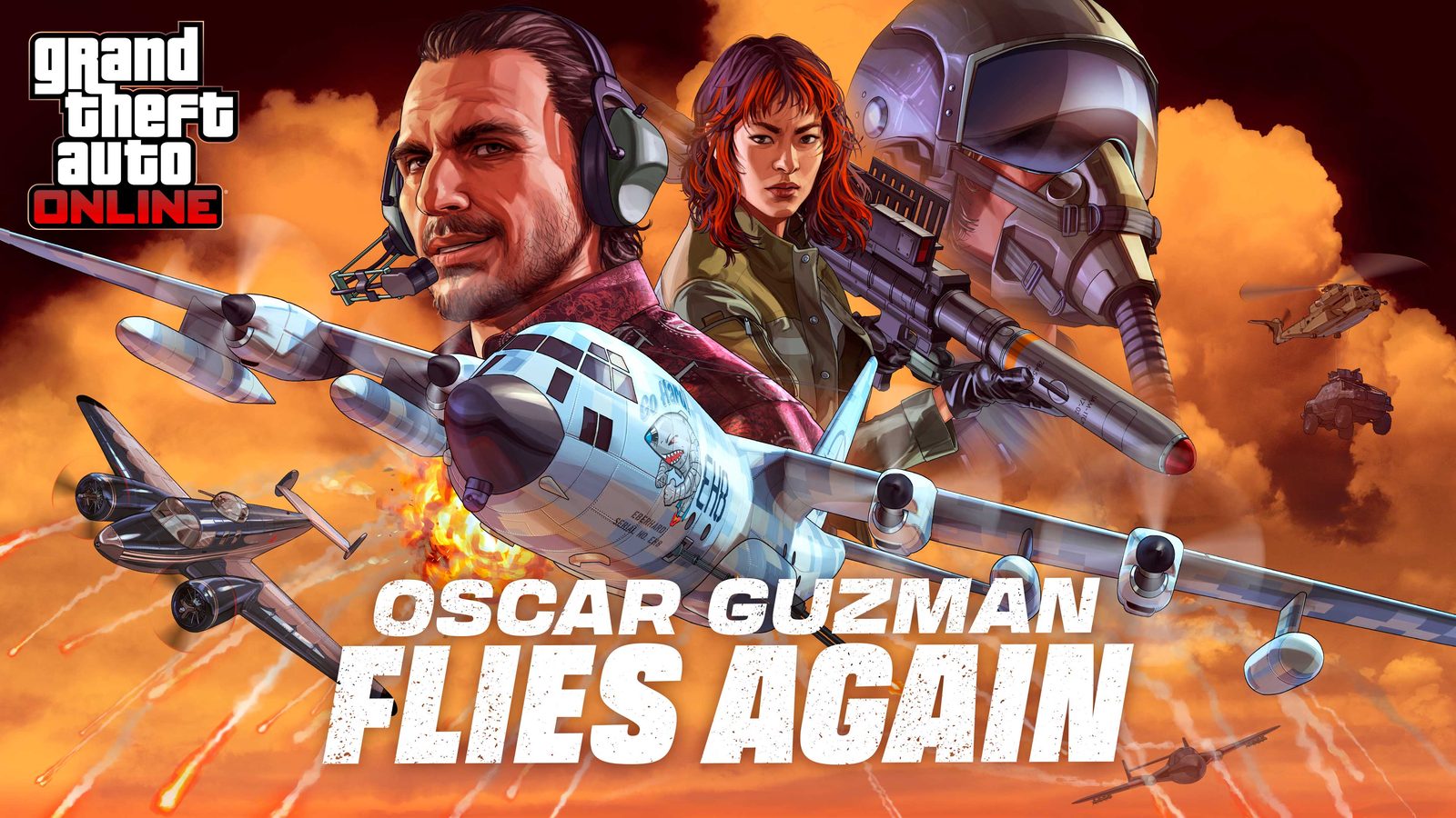 Official GTA Online Oscar Guzman Flies Again artwork